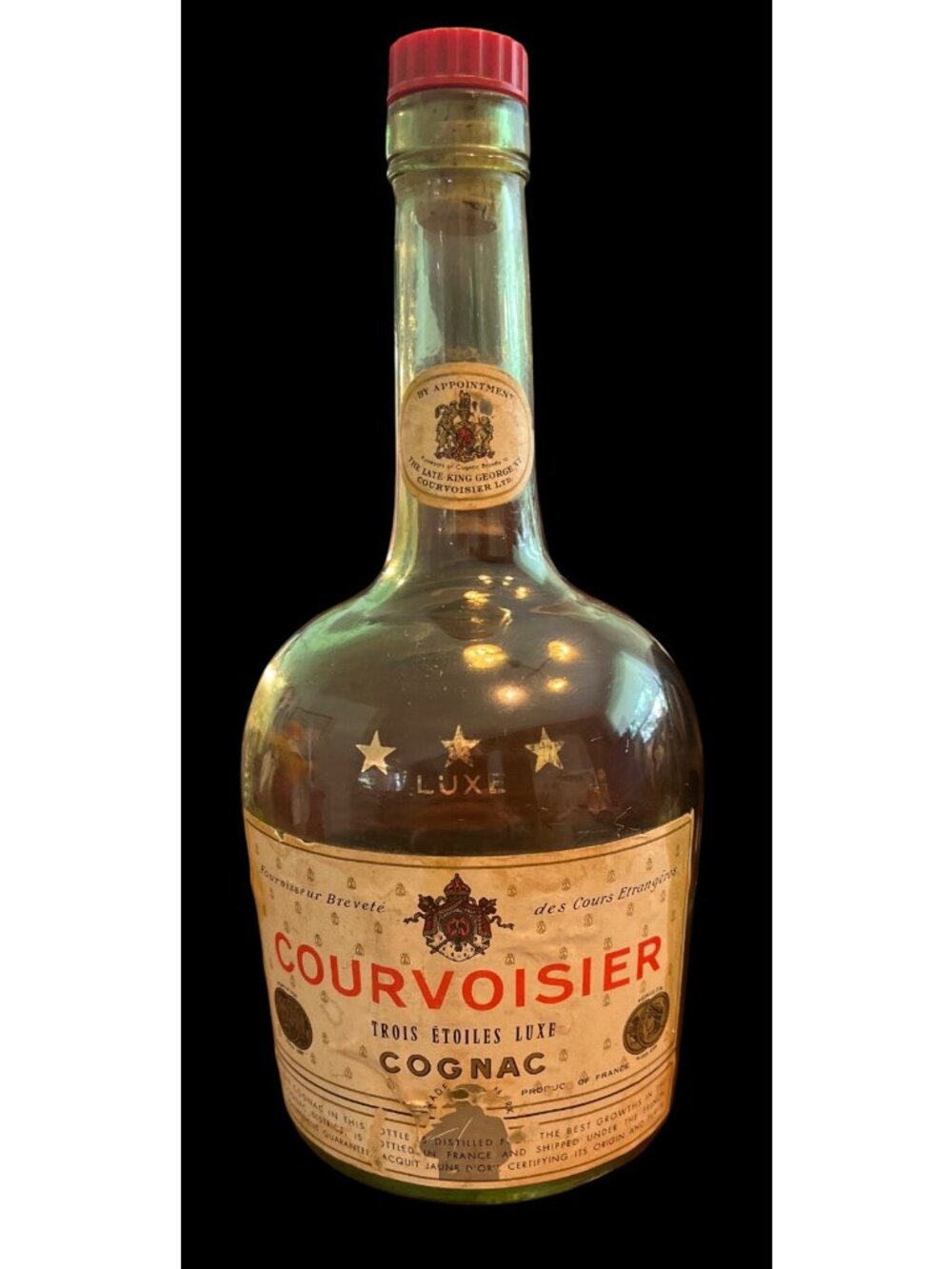 Vtg Courvoisier Cognac Empty Bottle Wooden Brass Cannon Barware Man Cave - Picture 6 of 9